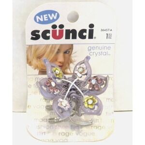 Vintage Scunci Elegant Genuine Crystal Barrette Clip Rhinestone Fancy Hair